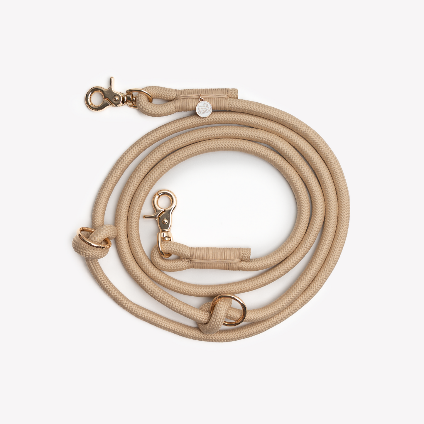 Laisse mains libres en corde Tan