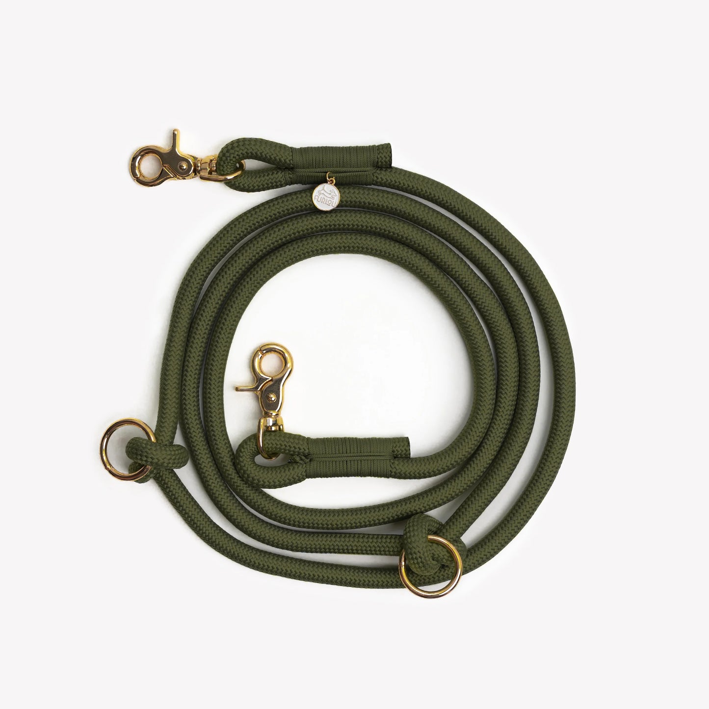 Laisse mains libres en corde Moss Green