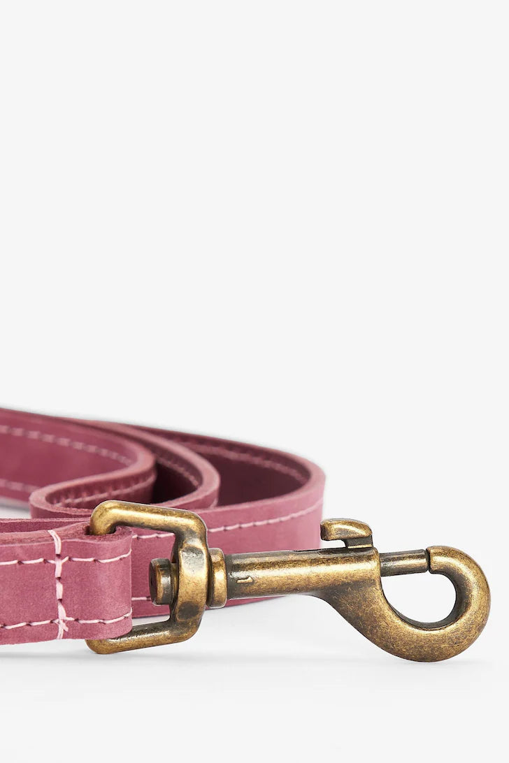 Laisse en cuir rose Barbour