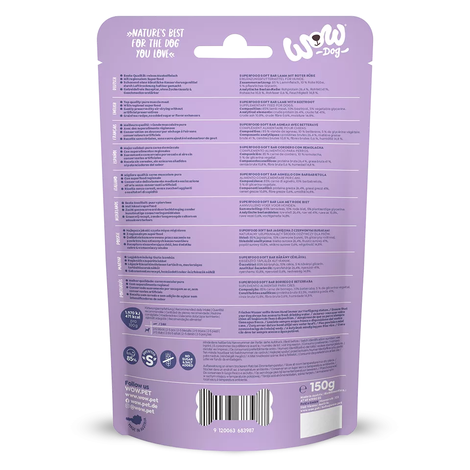 Friandises barres Superfood Agneau et Betterave