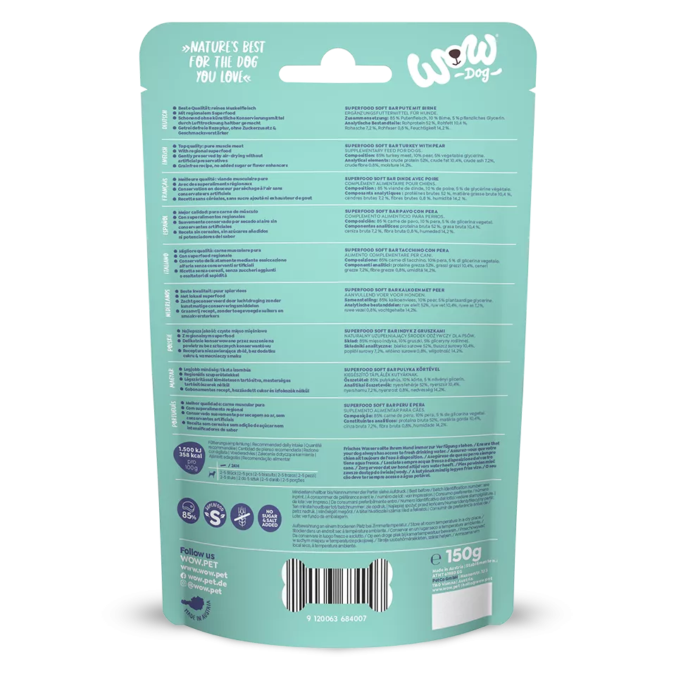 Friandises barres Superfood Dinde et Poire